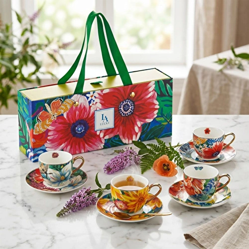 Lucky Art Vivelle Bone 4’lü Kahve Fincanı Seti 90 Ml