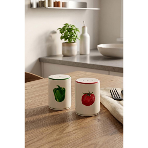 Rakle X Bengi Kurtcebe Pomodoro 2'li Tuzluk-biberlik Seti 6 Cm