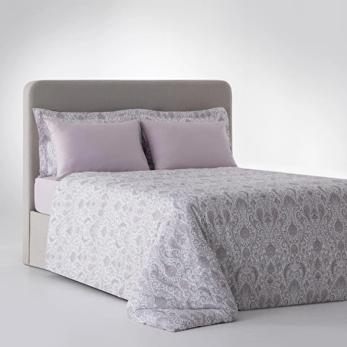 Green Black Serena Zarif Denge Çift Kişilik %100 Ege Pamuğu Nevresim Takımı - Çarşaflı - 4 Yastıklı Lila