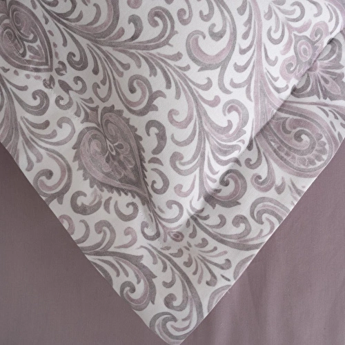 Green Black Serena Zarif Denge Çift Kişilik %100 Ege Pamuğu Nevresim Takımı - Çarşaflı - 4 Yastıklı Lila