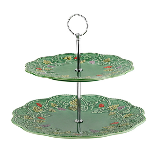 Lucky Art Vinea Seramik Yeşil İki Katlı Kek Standı 27 Cm
