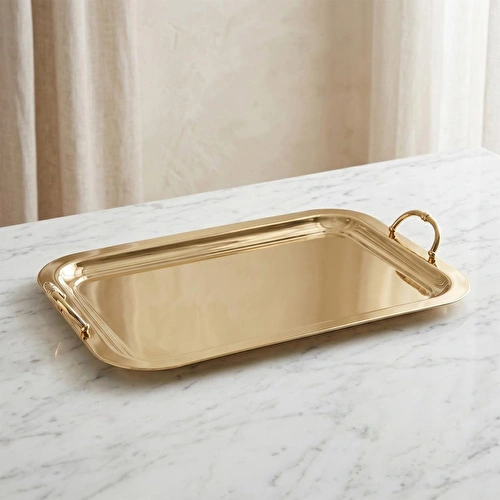 Lucky Art Gold Paslanmaz Çelik Dekoratif Büyük Tepsi 63 Cm