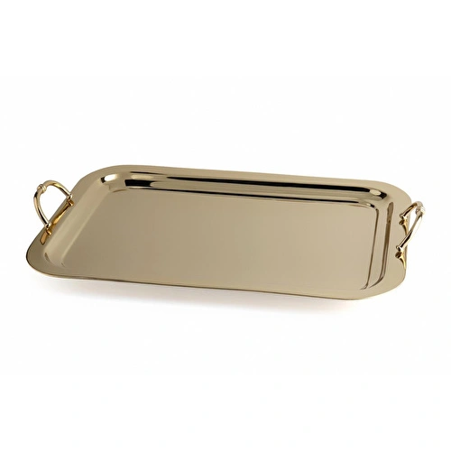 Lucky Art Gold Paslanmaz Çelik Dekoratif Büyük Tepsi 63 Cm