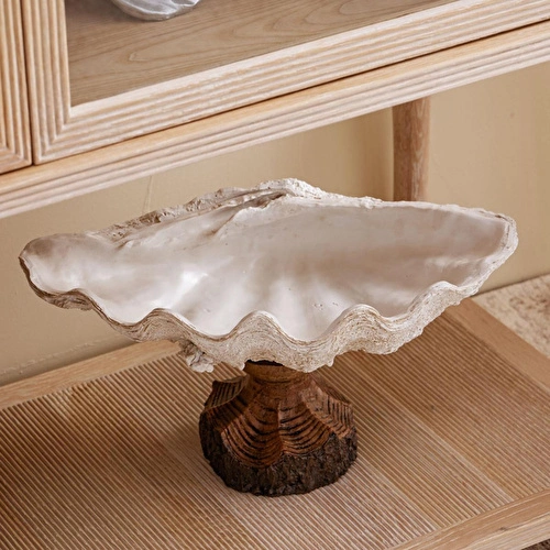Mudo Home Shell Dekorati̇f Kase Beyaz 45x25x23 Cm