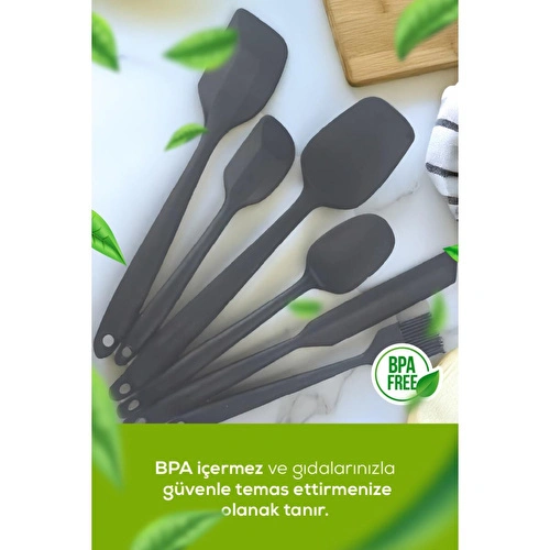 Vienev 6 Parça Silikon Mutfak Spatula Fırça Seti Gri Vienev 6 Parça Silikon Mutfak Spatula Fırça Seti Gri