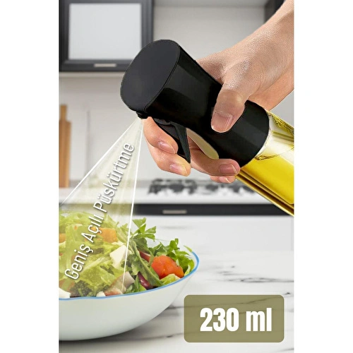 Vienev Püskürtmeli Sprey Yağdanlık Cam Şişe - Izgara Fritöz Salata Yağ Püskürtücü Siyah