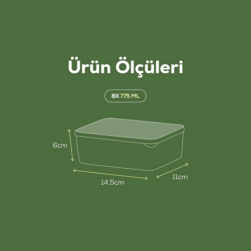 Vienev 8'li Buzdolabı Düzenleyici Organizer Mikrodalgaya Uygun Difriz Saklama Kabı Yeşil