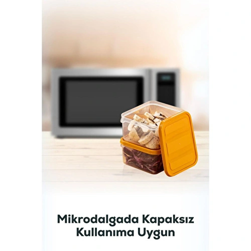 Vienev 18'li Buzdolabı Düzenleyici Organizer Mikrodalgaya Uygun Difriz Saklama Kabı Turuncu