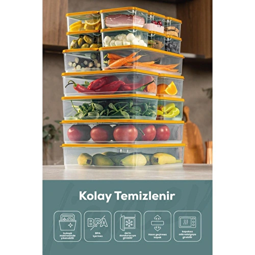 Vienev 20'li Buzdolabı Düzenleyici Organizer Mikrodalgaya Uygun Difriz Saklama Kabı Turuncu