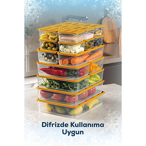 Vienev 20'li Buzdolabı Düzenleyici Organizer Mikrodalgaya Uygun Difriz Saklama Kabı Turuncu