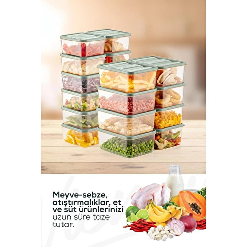Vienev Mikrodalga Ve Difrize Uygun 20 Parça Buzdolabı Düzenleyici Organizer Saklama Kabı Seti Mint