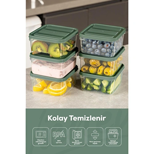 Vienev 12'li 350 Ml Buzdolabı Dondurucu Organizer Mikrodalga Ve Difrize Uygun Saklama Kabı Yeşil