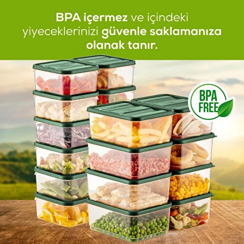 Vienev 20'li Buzdolabı Düzenleyici Organizer Mikrodalgaya Uygun Difriz Saklama Kabı Yeşil