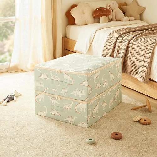 Ocean Home Textile 2'li Çocuk Odası Dinozor Destekli Kutu Hurç 45 X 55 X 18 Cm