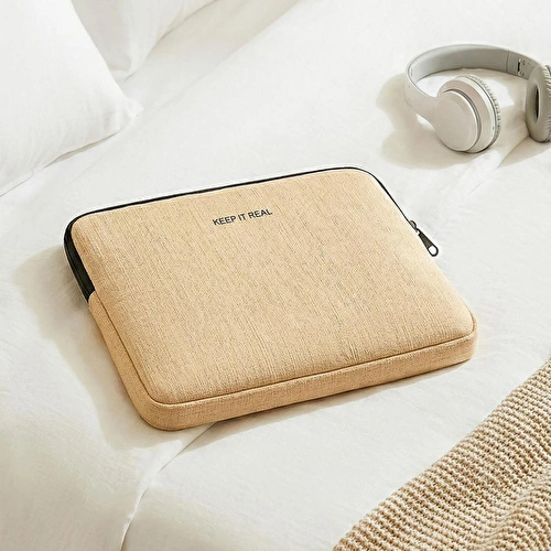 Ocean Home Textile Su İtici Leke Tutmaz Jüt Keten Tablet Taşıma Çantası / Kılıfı 27 X 21 X 2 Cm