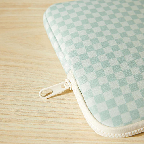 Ocean Home Textile Su İtici Leke Tutmaz Mint Dama Desen Tablet Taşıma Çantası / Kılıfı 27 X 21 X 2 Cm