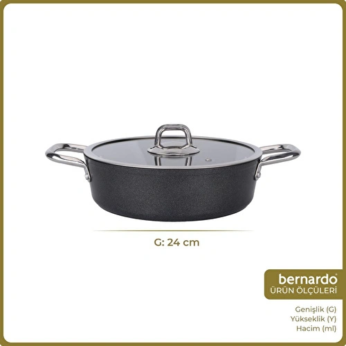 Bernardo Prime Stone Basık Tencere Siyah 24cm Bernardo Prime Stone Basık Tencere Siyah 24cm