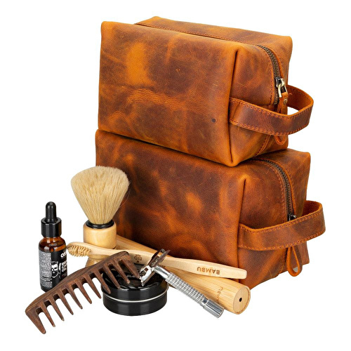 Bloominbag Voyage Golden Sand Hakiki Deri Dopp Kit – X Large