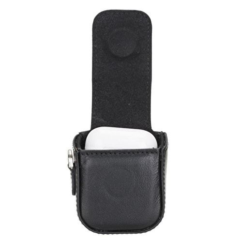 Bloominbag Aurel Onyx Black Charm Hakiki Deri Airpods Kılıfı – Airpods 1 & 2 Uyumlu