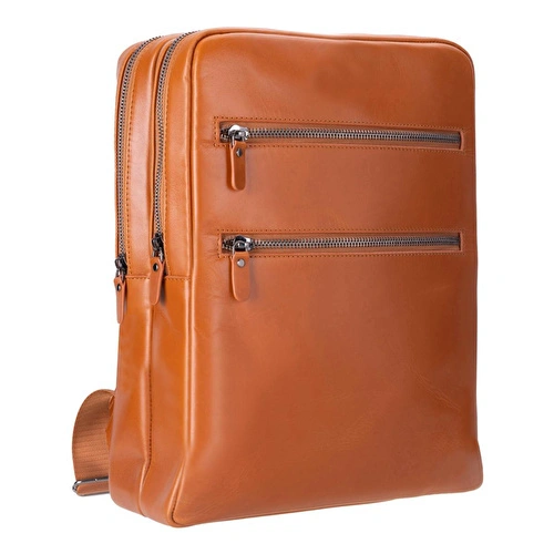 Bloominbag Atelier Classic Tan Hakiki Deri Laptop Sırt Çantası – 16” Uyumlu
