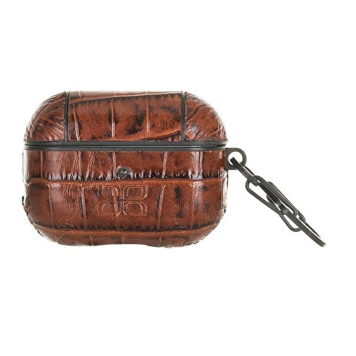 Bloominbag Aurel Hook Crocodile Brown Hakiki Deri Airpods Pro Kılıfı – Airpods Pro 1 & 2 Uyumlu
