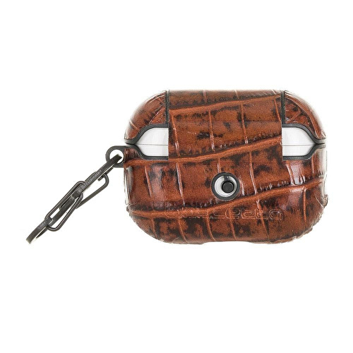 Bloominbag Aurel Hook Crocodile Brown Hakiki Deri Airpods Pro Kılıfı – Airpods Pro 1 & 2 Uyumlu