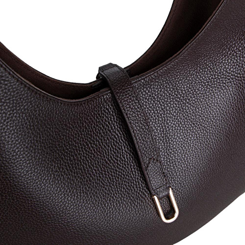 Bloominbag Crescente Smoked Espresso Hakiki Deri Kadın Yarım Ay Formlu, El Yapımı Omuz Çantası