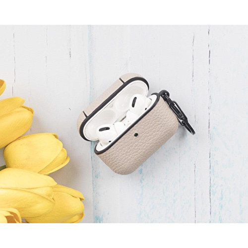 Bloominbag Aurel Snap Mocca Sand Hakiki Deri Airpods 3 Kılıfı – Charm Airpods Case