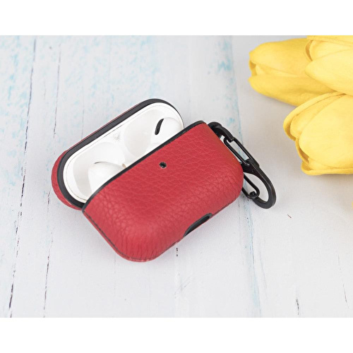 Bloominbag Aurel Hook Crimson Red Hakiki Deri Airpods Pro Kılıfı – Airpods Pro 1 & 2 Uyumlu