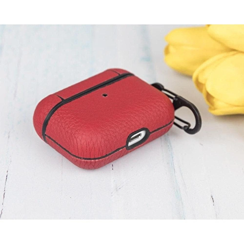 Bloominbag Aurel Hook Crimson Red Hakiki Deri Airpods Pro Kılıfı – Airpods Pro 1 & 2 Uyumlu