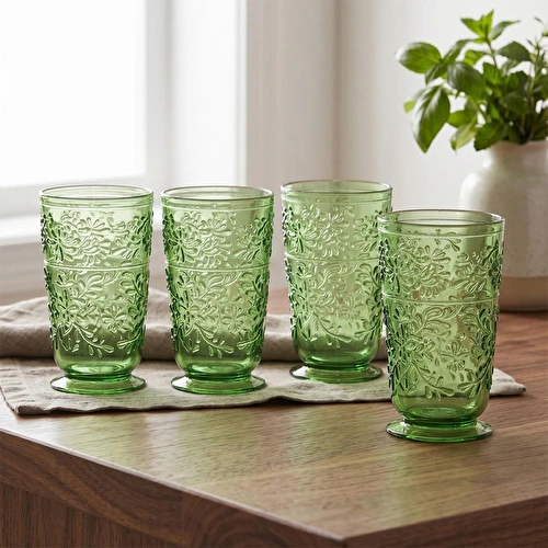 Lucky Art Laurus Akrilik Yeşil 4’lü Bardak Seti 450ml Lucky Art Laurus Akrilik Yeşil 4’lü Bardak Seti 450ml