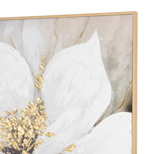 Mudo Home Golden Bloom Çerçeveli̇ Yağliboya Tablo 120x120cm