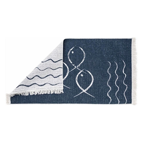 Mudo Home Larissa Fish Çi̇ft Tarafli Ki̇li̇m Laci̇vert Beyaz 80x150