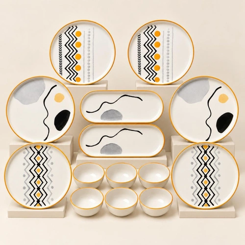 Vienev Axial 14 Parça Stackable Kahvaltı Takımı Sunum Tabağı