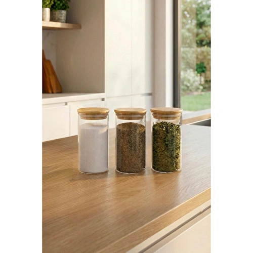 Vienev 3'lü Set Bambu Kapaklı Cam Kavanoz 350 Ml - Erzak Düzenleyici Saklama Kabı (6,5x12 Cm) Vienev 3'lü Set Bambu Kapaklı Cam Kavanoz 350 Ml - Erzak Düzenleyici Saklama Kabı (6,5x12 Cm)