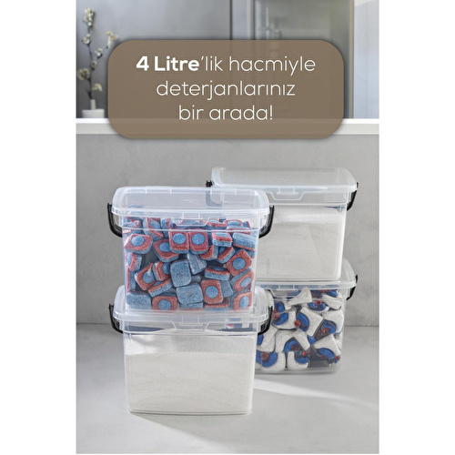 Vienev 4'lü 4 Litre Beyaz Etiketli Toz Tablet Deterjan Saklama Kabı - Deterjan Kutusu Beyaz Vienev 4'lü 4 Litre Beyaz Etiketli Toz Tablet Deterjan Saklama Kabı - Deterjan Kutusu Beyaz