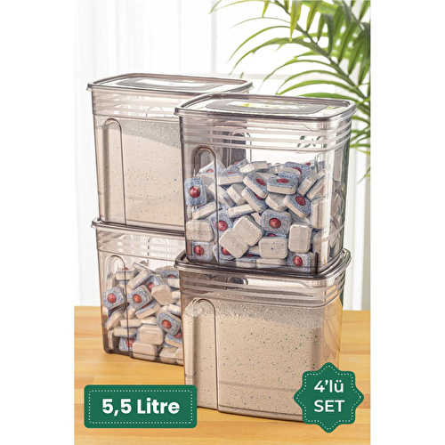 Vienev 4lü 5,5 Litre Strip Mega Boy Deterjan Saklama Kutusu Antrasit Vienev 4lü 5,5 Litre Strip Mega Boy Deterjan Saklama Kutusu Antrasit