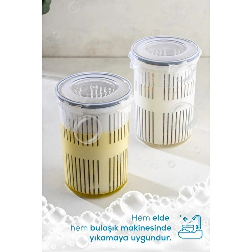 Vienev Süzgeçli Saklama Kabı Zeytinlik Turşuluk 1,5 Litre