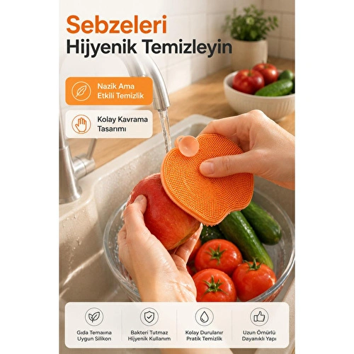Vienev Elma Şekilli Çok Amaçlı Silikon Bulaşık Ve Sebze Yıkama Fırçası Karışık Renk | Temizlik Aparatı Vienev Elma Şekilli Çok Amaçlı Silikon Bulaşık Ve Sebze Yıkama Fırçası Karışık Renk | Temizlik Aparatı