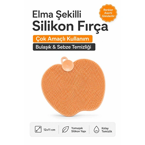 Vienev Elma Şekilli Çok Amaçlı Silikon Bulaşık Ve Sebze Yıkama Fırçası Karışık Renk | Temizlik Aparatı