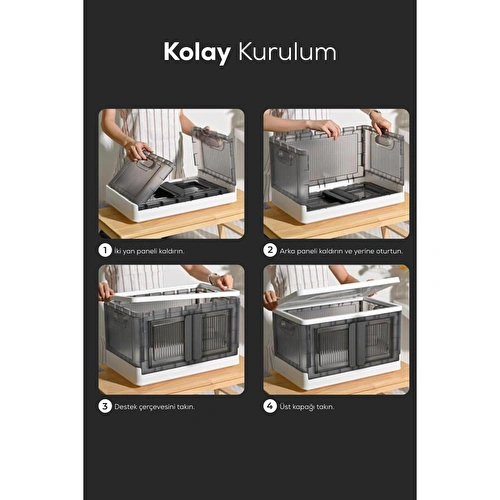 Vienev Katlanır Istiflenebilir Çift Kapaklı Düzenleyici Kutu Antrasit