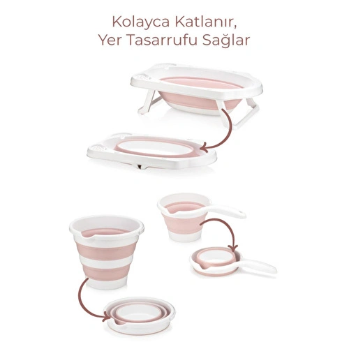 Vienev Katlanır Çocuk Küveti, Kova Ve Maşrapa Seti Pembe