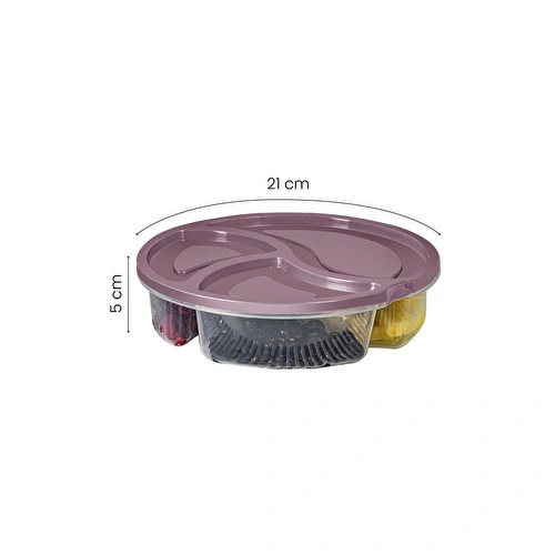 Vienev 4'lü 3 Bölmeli Yuvarlak Saklama Kabı 1,2 Litre Pembe Vienev 4'lü 3 Bölmeli Yuvarlak Saklama Kabı 1,2 Litre Pembe