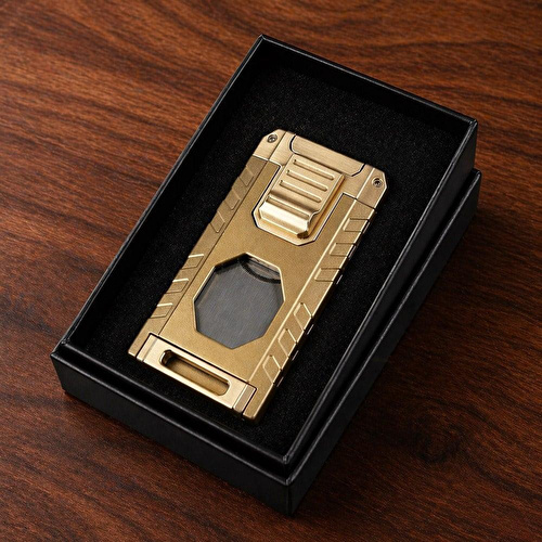 Coho Objet Coho Patron Triple Torch Brass Bıçaklı Puro Çakmağı