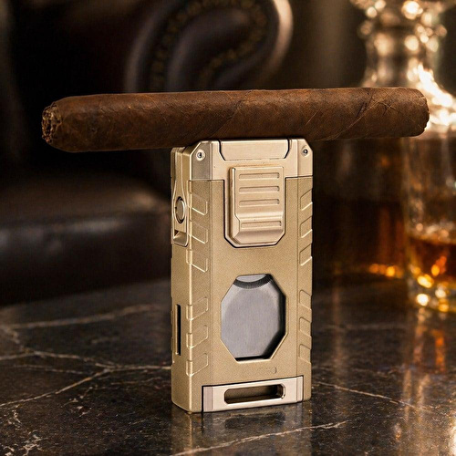 Coho Objet Coho Patron Triple Torch Brass Bıçaklı Puro Çakmağı