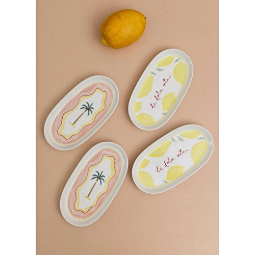The Mia Italian Summer Oval Servis Tabağı 4lü 17 Cm