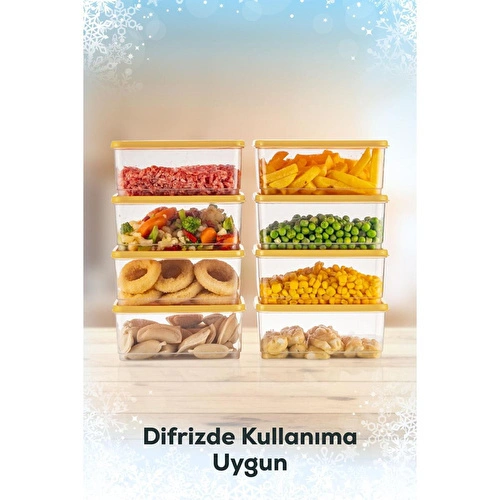 Vienev 8'li Buzdolabı Düzenleyici Organizer Mikrodalgaya Uygun Difriz Saklama Kabı Sarı Vienev 8'li Buzdolabı Düzenleyici Organizer Mikrodalgaya Uygun Difriz Saklama Kabı Sarı