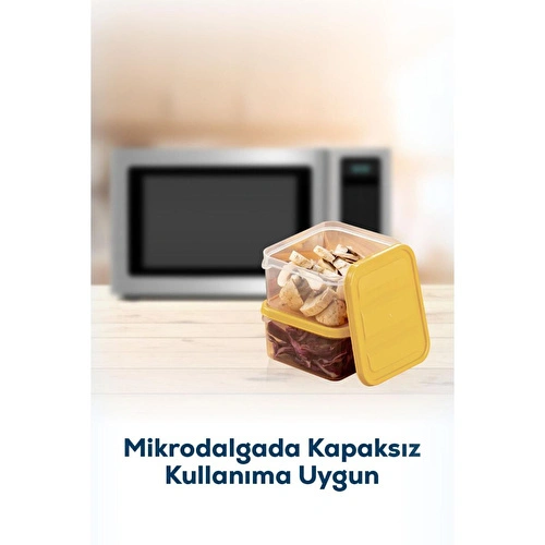 Vienev 8'li Buzdolabı Düzenleyici Organizer Mikrodalgaya Uygun Difriz Saklama Kabı Sarı