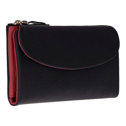 Bloominbag Élia Double Band Noir Black-red Large Deri Kadın Cüzdan & Clutch