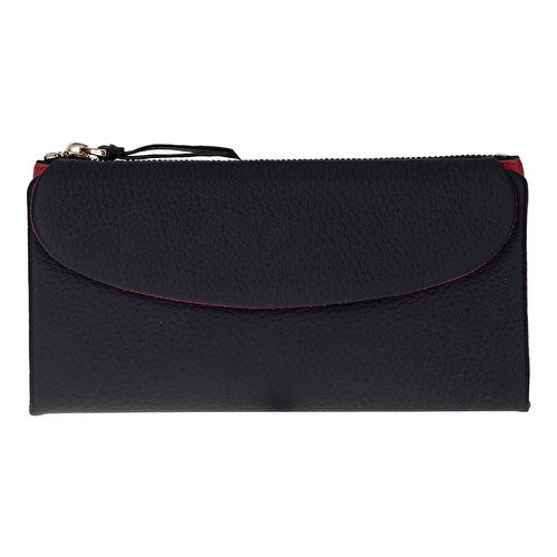Bloominbag Élia Double Band Noir Black-red Large Deri Kadın Cüzdan & Clutch